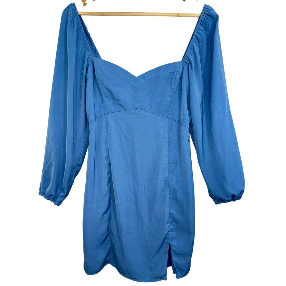 Abercrombie & Fitch Blue Smocked Puff Sleeve Long Sleeve Mini Dress Women Size S